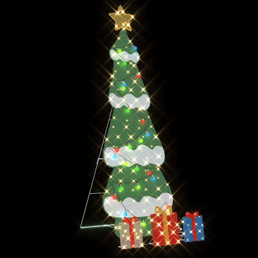 Árvore de Natal - Pinheiro de Natal Iluminada com 3 Caixas de Presente 2D Branco Quente