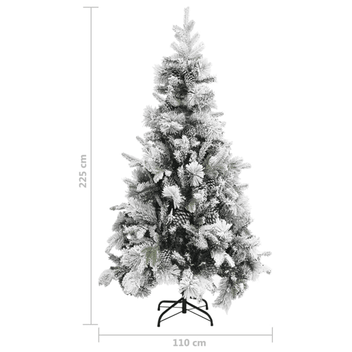 Árvore de Natal - Pinheiro de Natal c flocos de neve e pinhas 225 cm PVC e PE