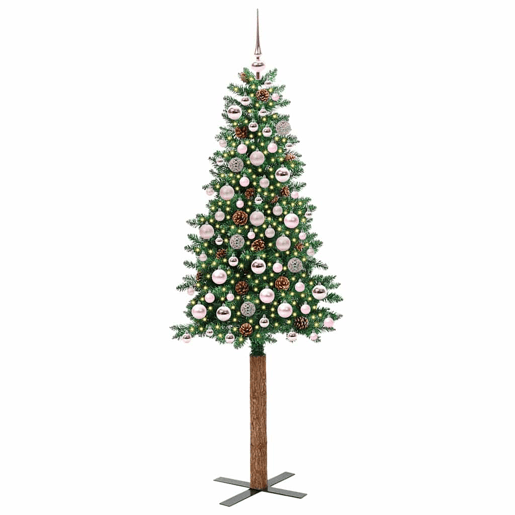 Árvore de Natal - Pinheiro de Natal Slim com 300 LEDs com suporte Verde 180 cm