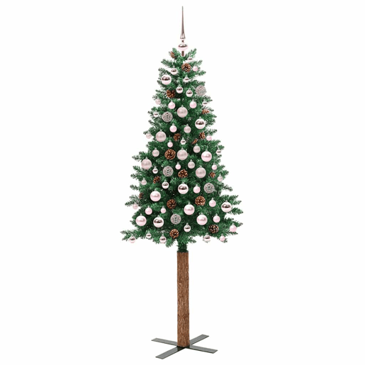 Árvore de Natal - Pinheiro de Natal Slim com 300 LEDs com suporte Verde 180 cm