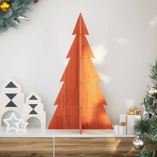 Árvore de Natal decorativa 80 cm pinho maciço castanho-mel Árvore de Natal decorativa 80 cm pinho maciço castanho-mel