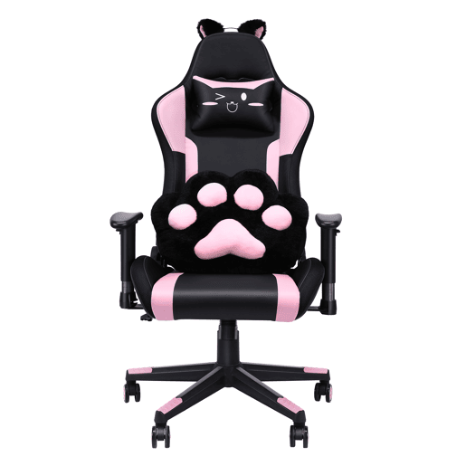 Cadeira gaming com altifalantes, vídeo e iluminação RGB com assento em couro sintético PU ajustável, cadeira giratória para computador e-sport com apoio lombar