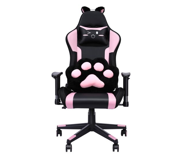Silla gaming con altavoces, vídeo e iluminación rgb con asiento de cuero sintético pu ajustable, silla giratoria para ordenador e-sport con soporte