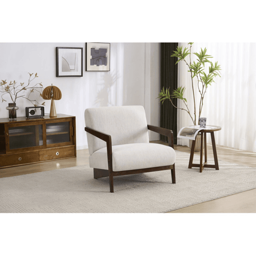 Poltrona escandinava de madeira «Lena» - 71 x 80 x 74 cm - bege Poltrona escandinava de madeira «Lena» - 71 x 80 x 74 cm - bege