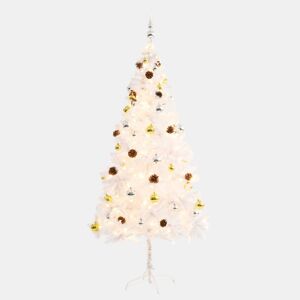 Árvore de Natal artificial pré-iluminada enfeites 180cm branco