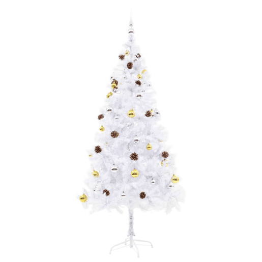 Árvore de Natal artificial pré-iluminada enfeites 180cm branco