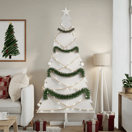 Árvore Natal - Pinheiro de Natal decorativa 180 cm madeira de pinho maciça branco