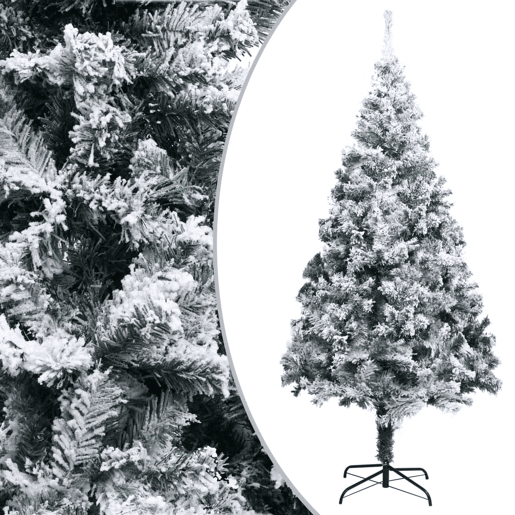 Árvore de Natal - Pinheiro de Natal artificial c flocos de neve 210 cm PVC verde Árvore de Natal - Pinheiro de Natal artificial c flocos de neve 210 cm PVC verde