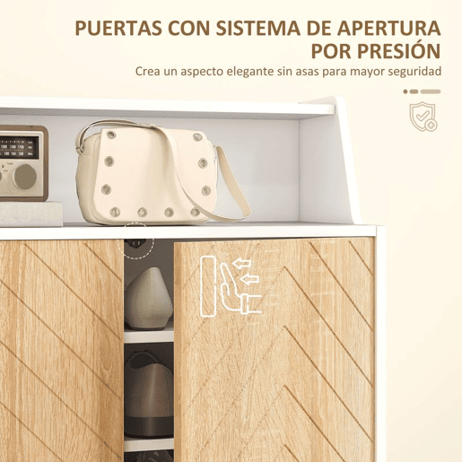 HOMCOM Sapateira de 2 Portas Sapateira para Entrada com Prateleiras Ajustáveis Compartimento Aberto e Pés em Madeira para 15 Pares de Sapatos 75x35x104 cm Branco e Madeira HOMCOM Sapateira de 2 Portas Sapateira para Entrada com Prateleiras Ajustáveis Compartimento Aberto e Pés em Madeira para 15 Pares de Sapatos 75x35x104 cm Branco e Madeira