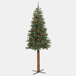 Árvore de Natal - Pinheiro de Natal Slim com 300 LEDs com suporte Verde 210 cm