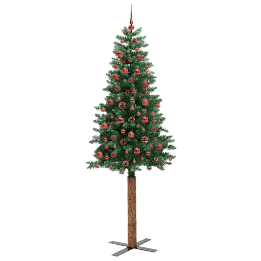 Árvore de Natal - Pinheiro de Natal Slim com 300 LEDs com suporte Verde 210 cm