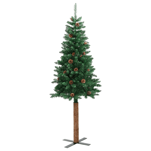 Árvore de Natal - Pinheiro de Natal Slim com 300 LEDs com suporte Verde 210 cm