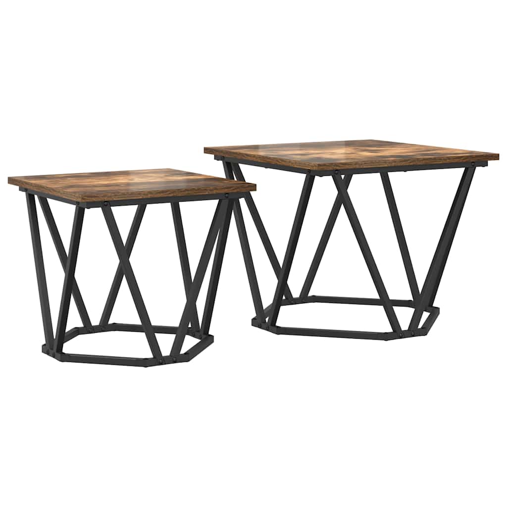 Conjunto De Mesas Auxiliares 50x50 Marrón