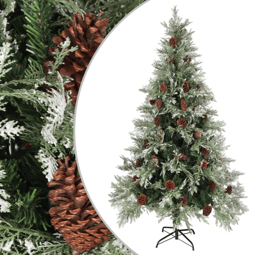 Árvore de Natal - Pinheiro de Natal com pinhas 195 cm PVC e PE verde e branco Árvore de Natal - Pinheiro de Natal com pinhas 195 cm PVC e PE verde e branco