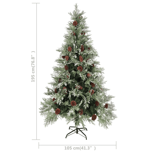 Árvore de Natal - Pinheiro de Natal com pinhas 195 cm PVC e PE verde e branco Árvore de Natal - Pinheiro de Natal com pinhas 195 cm PVC e PE verde e branco