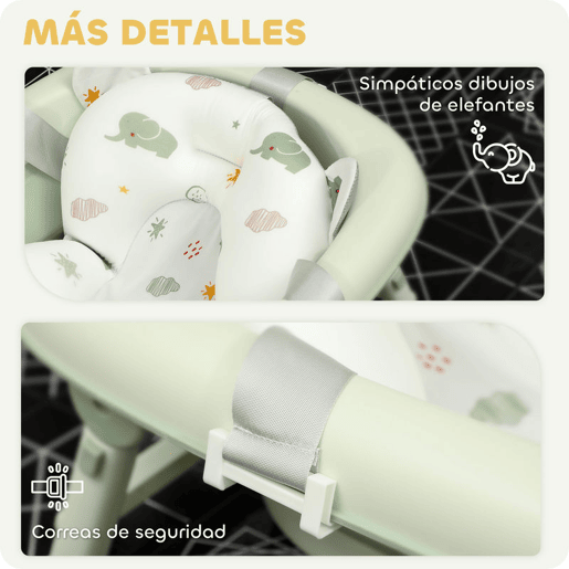 AIYAPLAY Banheira Dobrável Bebé Banheira Portátil com Almofada de Banho Suporte com Botão Orifício de Drenagem e de Chuveiro Prateleira Gancho para Recém-Nascidos e Bebé até 3 Anos 86x53x25,5 cm Verde