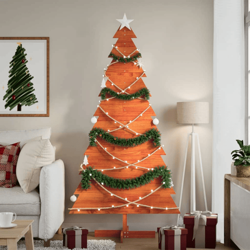 Árvore de Natal decorativa 180 cm pinho maciço castanho-mel Árvore de Natal decorativa 180 cm pinho maciço castanho-mel