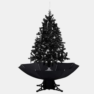 Árvore Natal c neve base formato guarda-chuva 140 cm PVC preto