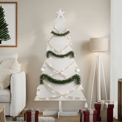Árvore de Natal - Pinheiro de Natal decorativa 150cm madeira de pinho maciça branco