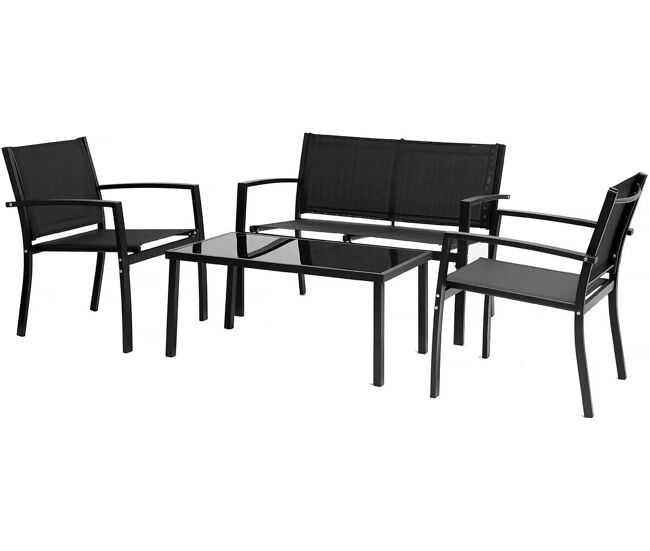 Conjunto de muebles bajos de jardín "lino" - 4 plazas - negro