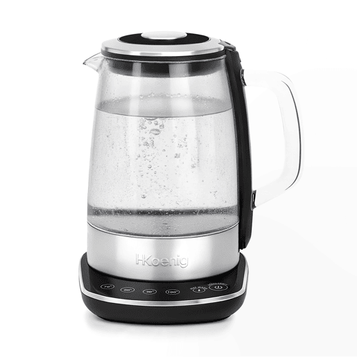 Hervidor eléctrico de vidrio, 1,5 L, regulable 70u2013100 °C, base giratoria 360°