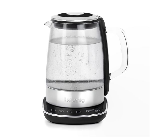 Hervidor eléctrico de vidrio, 1,5 l, regulable 70–100 °c, base giratoria 360°