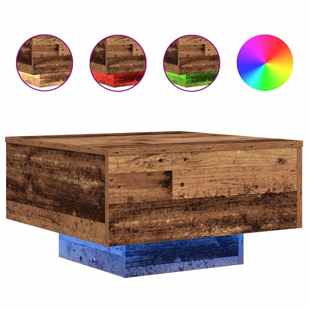 Mesa de café madera vieja 55 x 55 x 31 cm madera contrachapada