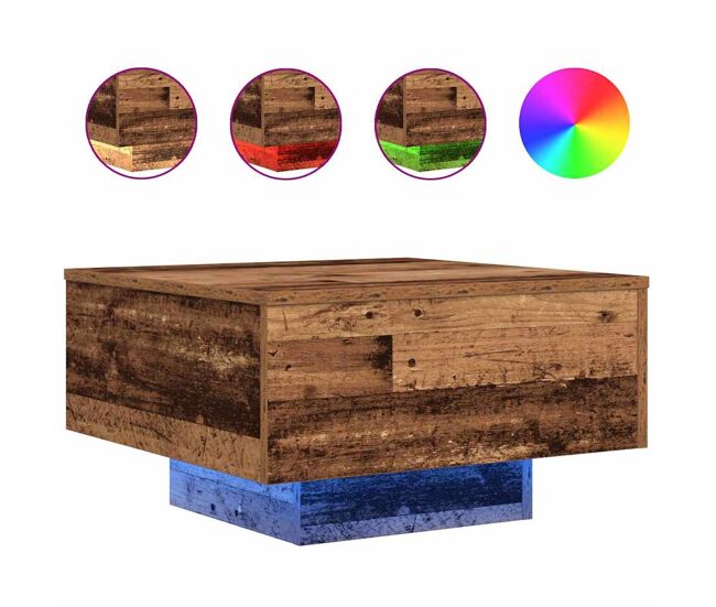 Mesa de café madera vieja 55 x 55 x 31 cm madera contrachapada
