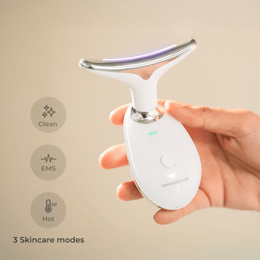 Massageador Facial Elétrico Reafirmante para Rosto e Pescoço com LED, EMS e Calor Selora InnovaGoods