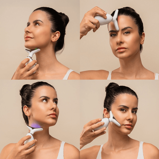 Massageador Facial Elétrico Reafirmante para Rosto e Pescoço com LED, EMS e Calor Selora InnovaGoods