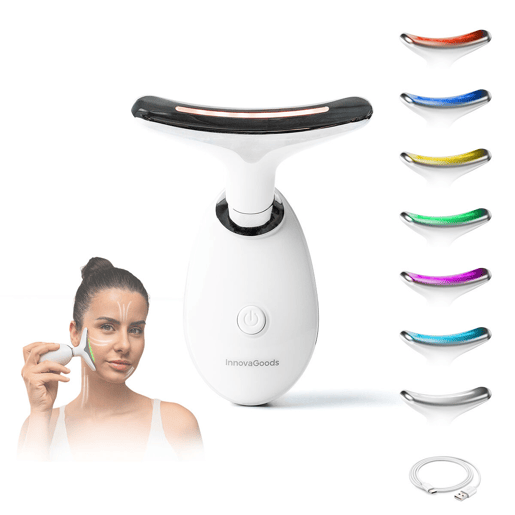 Massageador Facial Elétrico Reafirmante para Rosto e Pescoço com LED, EMS e Calor Selora InnovaGoods