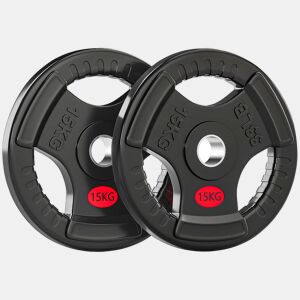 SPORTNOW Discos de Pesos com Orifício de Ø50 mm 2 Discos de 15 kg com Anel Interior de Aço e Triplo Aperto para Halteres e Barras Treino Fitness em Casa Ginásio Ø34x5 cm Preto