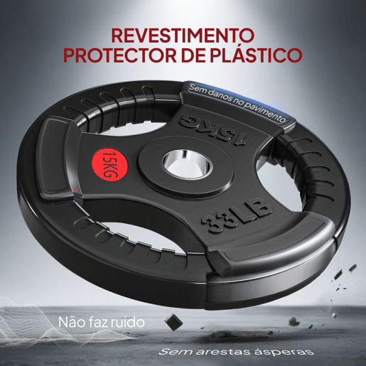 SPORTNOW Discos de Pesos com Orifício de Ø50 mm 2 Discos de 15 kg com Anel Interior de Aço e Triplo Aperto para Halteres e Barras Treino Fitness em Casa Ginásio Ø34x5 cm Preto SPORTNOW Discos de Pesos com Orifício de Ø50 mm 2 Discos de 15 kg com Anel Interior de Aço e Triplo Aperto para Halteres e Barras Treino Fitness em Casa Ginásio Ø34x5 cm Preto