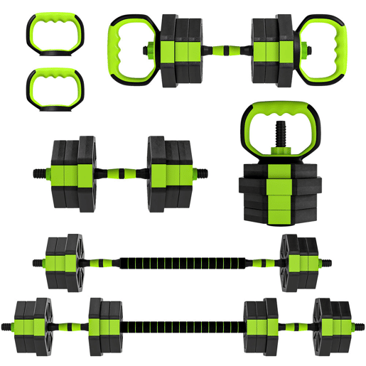 SPORTNOW Conjunto de Halteres Ajustáveis 4 em 1 20 kg Conjunto de Pesos Utilizado como Kettlebell Barra Halteres ou Suporte para Flexões Equipamento de Fitness para Homens e Mulheres Ginásio em Casa