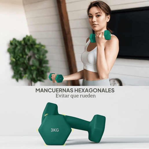 SPORTNOW Conjunto de Halteres 2 x 1kg 2 x 2kg e 2 x 3kg Halteres Hexagonais com Suporte de Armazenamento para Treino em Casa Ginásio Multicor