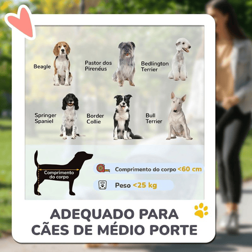 PawHut Carrinho Dobrável para Cães, Carrinho para Cães Grandes até 30 kg com Rodas Grandes, Cintos de Segurança, Amortecedores, Almofada Lavável, Estrutura de Aço, Travão, 124x67x100 cm, Cinzento Escuro