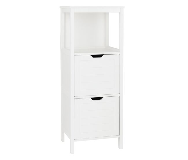 Mueble auxiliar de baño con cajones y estantes abiertos. (30x30x89 cm)