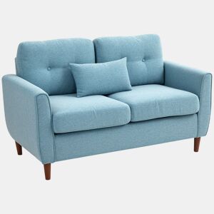 HOMCOM Sofá de 2 Lugares para Sala com Apoio de Braços Almofadas e Assento Acolchoado Capa de Almofada Lavável 140x78x83 cm Azul Claro