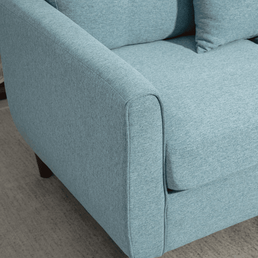 HOMCOM Sofá de 2 Lugares para Sala com Apoio de Braços Almofadas e Assento Acolchoado Capa de Almofada Lavável 140x78x83 cm Azul Claro