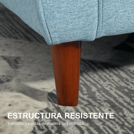 HOMCOM Sofá de 2 Lugares para Sala com Apoio de Braços Almofadas e Assento Acolchoado Capa de Almofada Lavável 140x78x83 cm Azul Claro