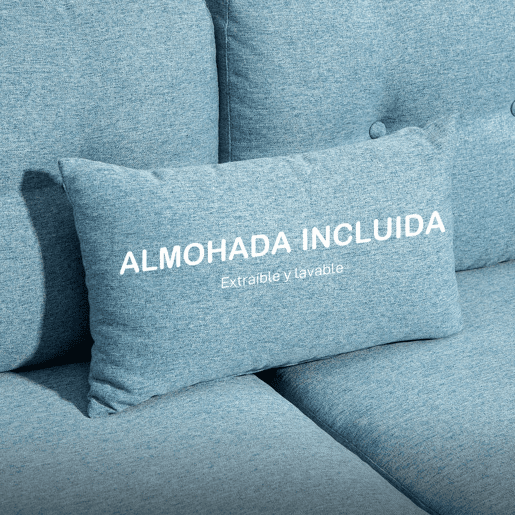 HOMCOM Sofá de 2 Lugares para Sala com Apoio de Braços Almofadas e Assento Acolchoado Capa de Almofada Lavável 140x78x83 cm Azul Claro