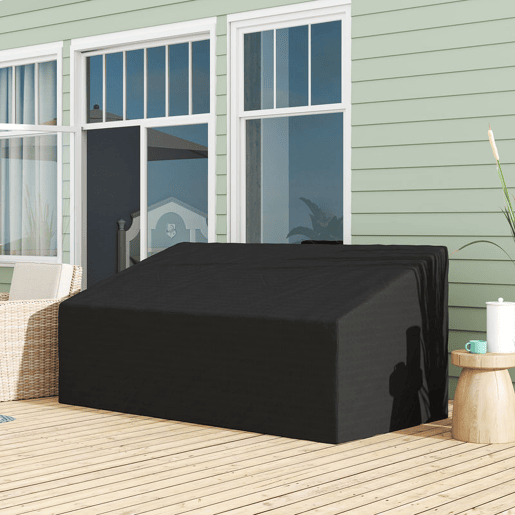 Outsunny Capa Protetora para Móveis de Jardim Cobertura de Móveis de Tecido Oxford 600D Impermeável para Sofás Bancos 218x111x63-101 cm Preto