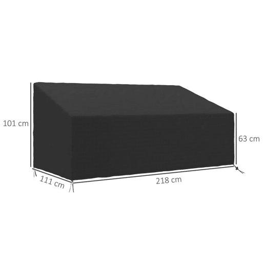 Outsunny Capa Protetora para Móveis de Jardim Cobertura de Móveis de Tecido Oxford 600D Impermeável para Sofás Bancos 218x111x63-101 cm Preto