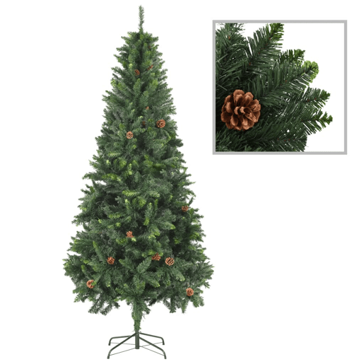 Árvore de Natal - Pinheiro de Natal artificial com pinhas 210 cm verde