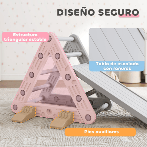 AIYAPLAY Triângulo de Escalada 3 em 1 com Escorrega e Rampa Brinquedo de Escalada para Crianças de 18-48 Meses em Plástico, para Interior e Exterior Cinza e Branco