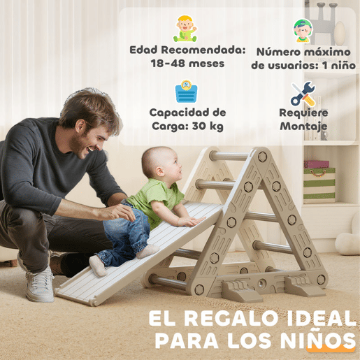 AIYAPLAY Triângulo de Escalada 3 em 1 com Escorrega e Rampa Brinquedo de Escalada para Crianças de 18-48 Meses em Plástico, para Interior e Exterior Cinza e Branco