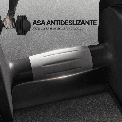 SPORTNOW Conjunto de Pesos Ajustável de 20 kg Haltere para Exercício com Ajuste Rápido de Peso com Base de Armazenamento e Pega Antiderrapante para Treino em Casa e Ginásio Ø18x37 cm Preto