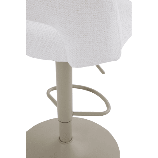 Pacote com 2 banquetas, estofadas em chenille creme e com pés de metal cinza