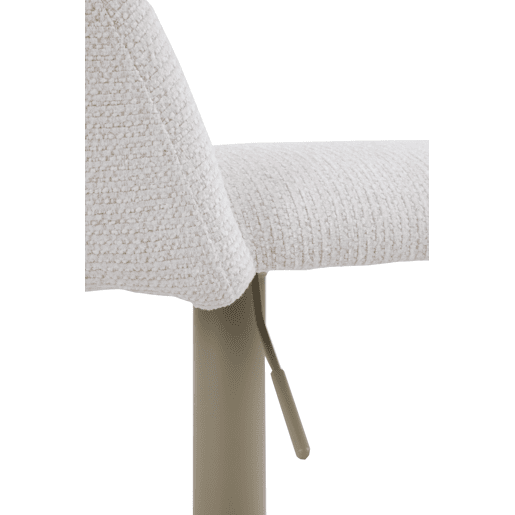 Pacote com 2 banquetas, estofadas em chenille creme e com pés de metal cinza