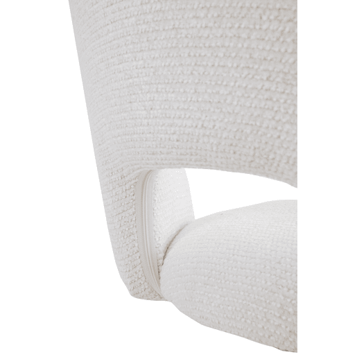 Pacote com 2 banquetas, estofadas em chenille creme e com pés de metal cinza